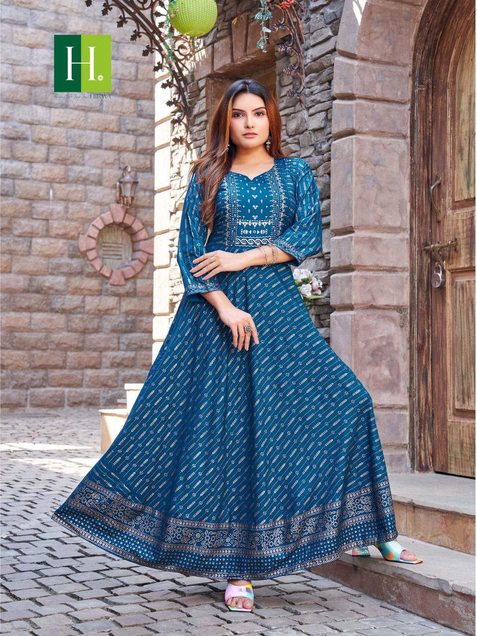 Hirwa Golden Surili Festive Wear Wholesale Anarkali Kurti Catalog